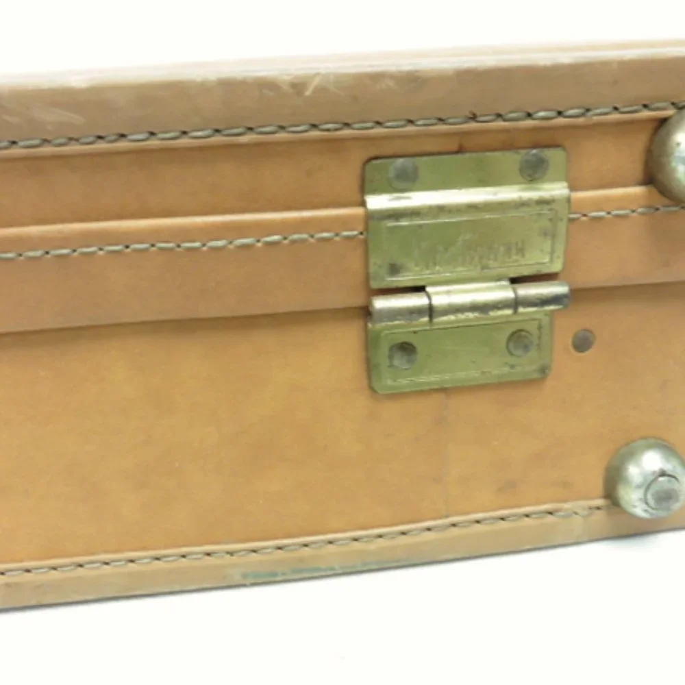 Hartmann briefcase saddle brown leather attache brass locks vintage 18